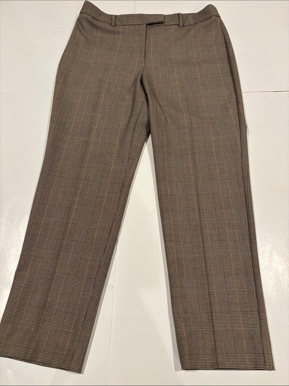 Talbots women’s brown plaid high waisted straight pants size 8P